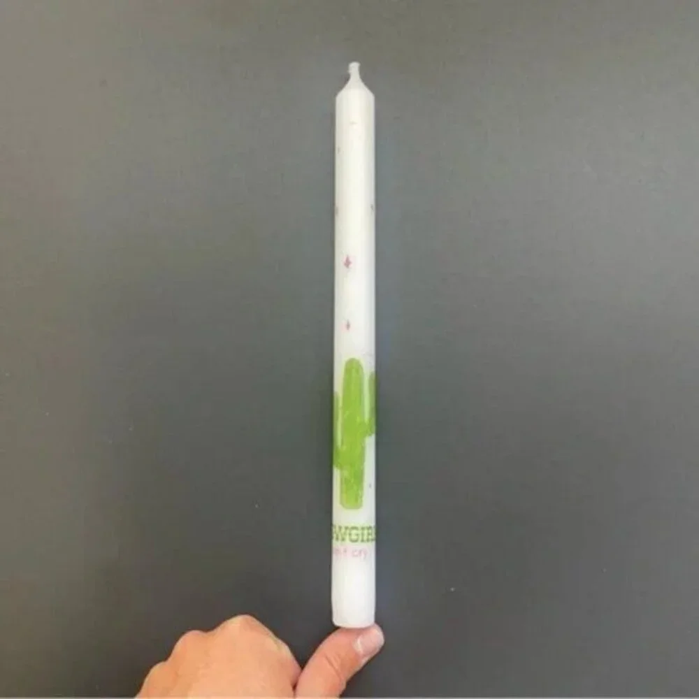 Cowgirls Don’t Cry White Unscented Taper Candles Set Of 4 Made In Portugal